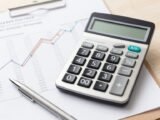 Profit margin calculator showing revenue minus costs divided by revenue equals profit margin percentage